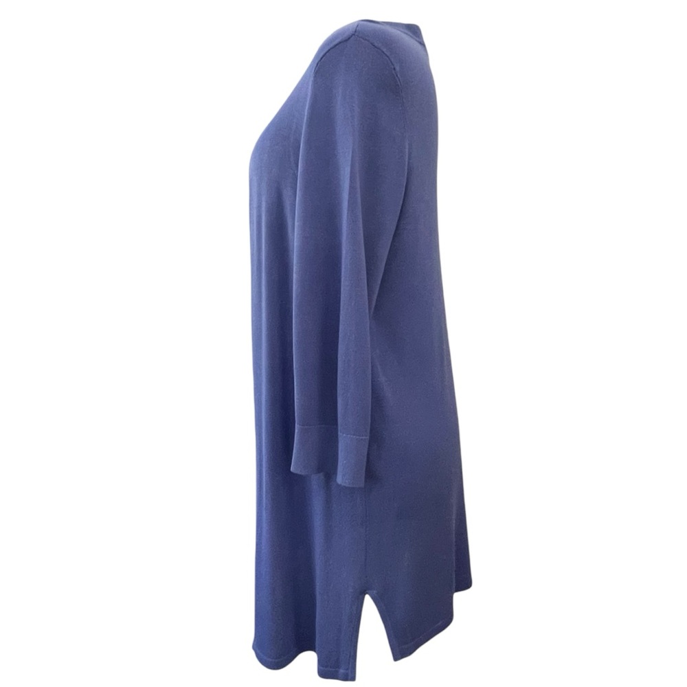 Chico's Vibrant Blue long open Knit cardigan long sleeve side vents Sz: 2 (L)